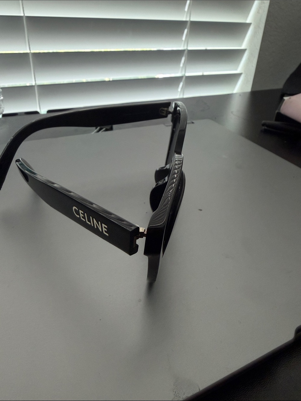 Celine Black Men's Sunglasses with White Logo Temples
